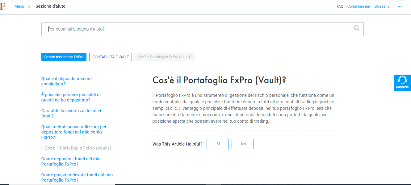 Portafoglio di FxPro